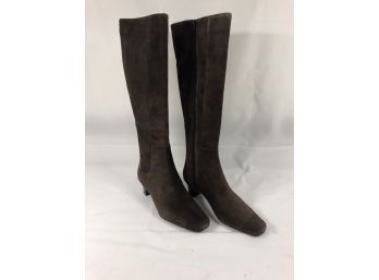 Women's Chocolate Brown Suede Boots Size 6 NIB #2