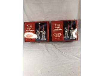 2 Boxes Of Crystal Angel Candlesticks