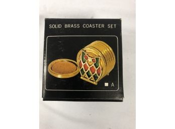 Solid Brass Coaster Owl Set NIB
