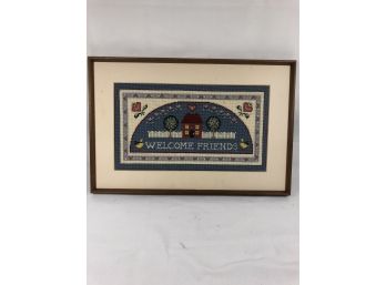 Framed Needlepoint 'welcome Friends'