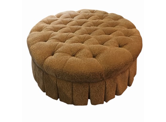 Ethan Aleen Colette, Round Tufted Ottoman On Wheels.