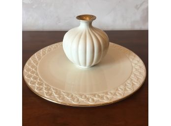 Lenox Fine Porcelain A 12' Plate And A Small Vase.