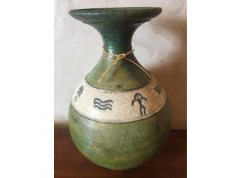 Contemporary Native American ? Style  Pottery Art Signed Vase.12' Tall
