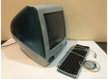 Vintage Aqua Blue Apple  IMac  W/key Board And A Mouse.