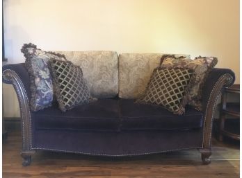 Stunning Clayton Marcus Rolled Arms , Purple Velvet And Nails Head Trim Sofa.