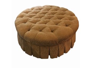 Ethan Aleen Colette, Round Tufted Ottoman On Wheels.