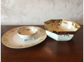 Three Vintage Japanese Made Porcelain Items By Noritake And More.