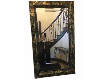 Very Nice Flowered Frame Hall Mirror With Beveled Glass.