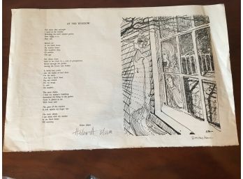 'at The Window' Rare 1963 Illustrated Poem Singed By Poet Helen Adam And Illustrator William McNeill.