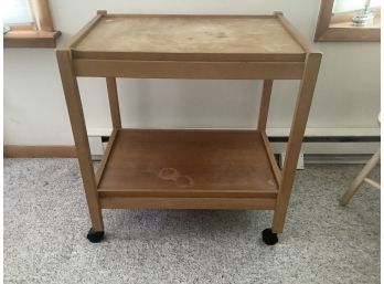 Mid Century  Modern Folding Bar Cart On Wheels With Two Removable Serving Trays Unique Piece