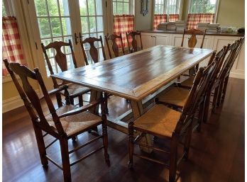 Gorgeous! Lilian August Farmhouse Table With 8 Chairs And 2 Captain Chairsa