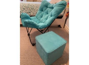 Tufted Foldable Chair W/ Matching Storage Ottoman