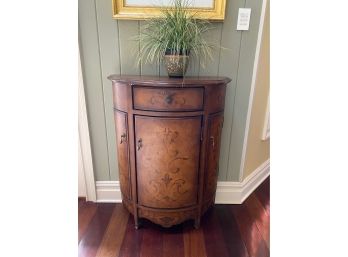 Entry Table Painted With Scrolled Design With Plant