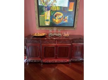 Rosewood Buffet Table (Look At Photo Shows Signs Of Discoloration From Sun)