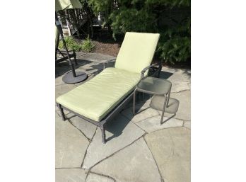 Restoration Hardware Green Lounge Chair (Retail 850) With Side Table