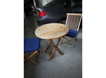 Bistro Style 3 Piece Set 'Teak Like' Table With 2 Chairs
