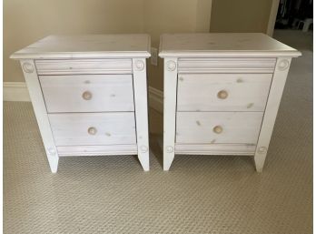 2 Distressed White End Tables 20x14-1/2x23