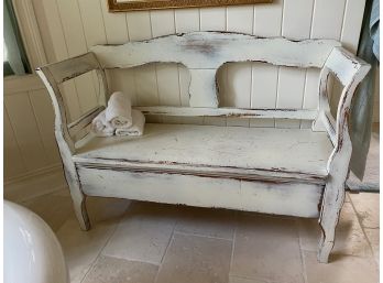 Presence Of Piermont  - Rustic Shabby Chic Distressed White Bench