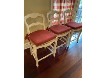 Lillian August 3 French Country  Rush Cream Stools Retailed $368 East