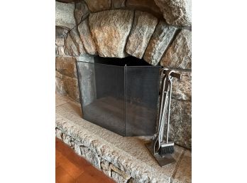 Basement Fireplace Heavy Duty Iron Screen With Accessories