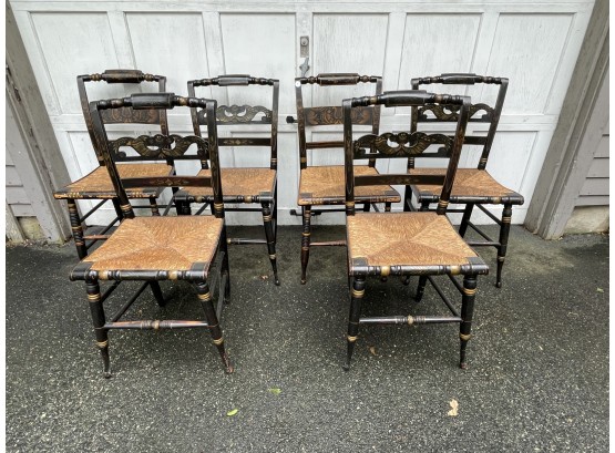 AN ASSEMBLED SET OF 6 HITCHCOCK STYLE 19TH CENTURY CHAIRS