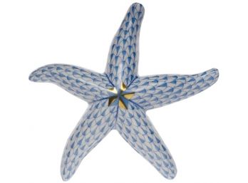 Lovely Brand New HEREND Starfish - Blue Fishnet Pattern - Bought At Scully & Scully For $300 In Original Box