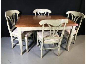 Fabulous Italian / Florentine Farmhouse Table & Four Chairs - Light Sage Green - Paid $2,950 - Lillian August