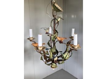 Gorgeous French Tole Style Chandelier With Leaves & Birds - Purchased At Whitney Shop New Canaan - Paid $795