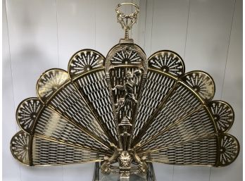 Fabulous Vintage Style SOLID BRASS Folding Fire Place Screen / Fan - Very Well Made - GREAT CONDITION !