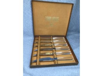 Set Of Six (6) Fabulous MCM / Midcentury / 60s-70s Retro Lucite Handled Knives In Original Box - NEVER USED -