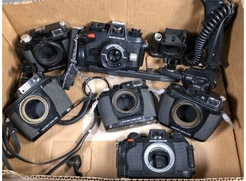 Box Lot Of NIKONOS Camera Bodies With IKELITE - SUBSTROBE MV - From Estate Of Former NY TIMES Photographer