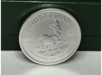 MINT FRESH 2021 South African KRUGERRAND Pure / Fine Silver - One Troy Ounce Of .999 Pure Silver (2 OF 3)