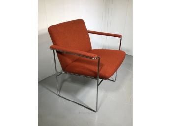 Fab Vintage MCM / Midcentury Armchair (1 Of 2) - Burnt Orange Upholstery - Heavy Chrome Frame - Alma Chair Co