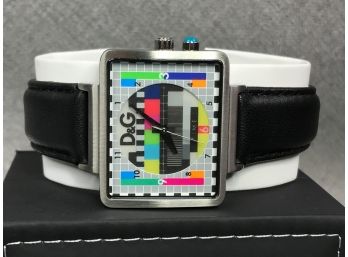 Fantastic DOLCE & GABBANA $595 Retail TV Screen Unisex Watch - Lights Up - Leather Strap - Japanese Movement