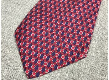 Beautiful Like New HERMES - PARIS Silk Tie - Red & Blue - Very Nice Tie - Nice Pattern & Color - $200 Retail