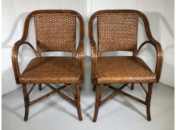 Great Looking Pair Of Wicker / Rattan Chairs From POTTERY BARN - Very Nice Condition - Two Chairs - One Bid !
