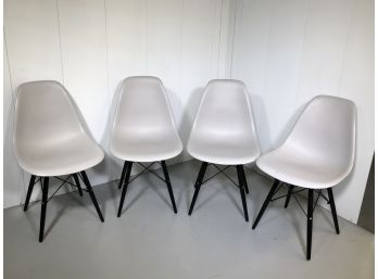 Very Cool MCM / Midcentury Eames Shell Style Chairs - Dove Gray Plastic - Black Wood Legs - VERY WELL MADE