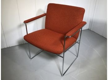 Fab Vintage MCM / Midcentury Armchair (2 Of 2) - Burnt Orange Upholstery - Heavy Chrome Frame - Alma Chair Co
