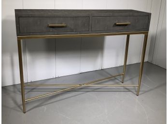 Fantastic Modern Two Drawer Sofa / Console Table - Gray Shagreen Material - From Lillian August - Great Piece