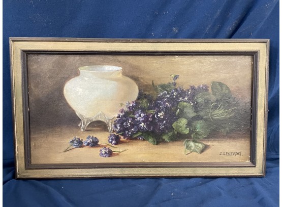 Antique Rhode Island Oil On Canvas Still Life Painting By J. F Peabodie