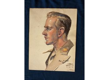 Signed Utah Artist Mary Kimball '43 Watercolor Painting Of A Soldier