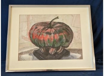 Signed 'Celia' Pumpkin / Gourd Watercolor Painting