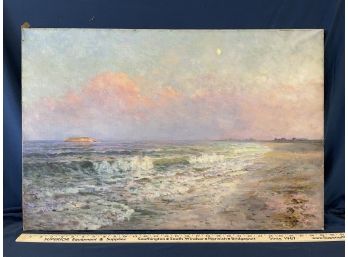 Exceptional Antique Clifford Grear Alexander Oil On Canvas Seascape - Listed Artist