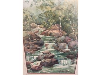 1938 C. Philipp Watercolor Painting Of Woodland Stream