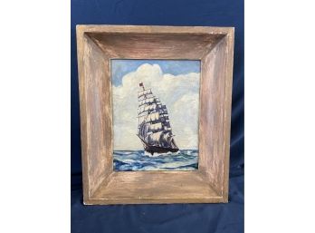Listed Artist C. T. Stepule Oil On Board Ship Painting