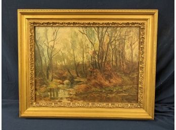 Signed F. (or E.) W. Redfield 1937 Landscape Painting On Canvas-covered Artist Board