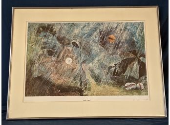 Signed And Numbered Lithograph 'True Love' Golfing In The Rain - For The Golf Lover