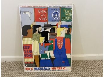 Original June 12 March & Rally We Want Life Poster By Giancarlo Impiglia 1982