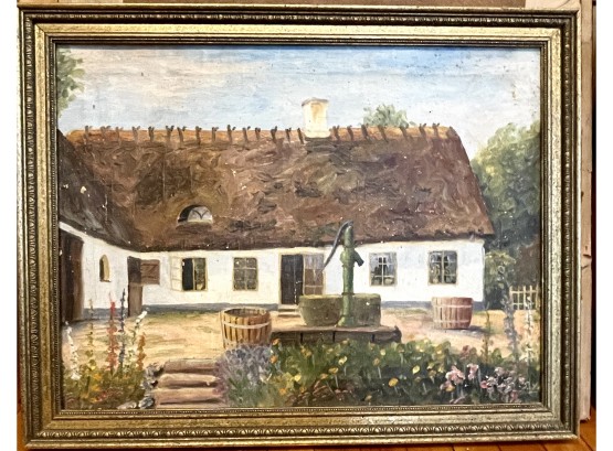 Framed Signed 18th C European Country Home