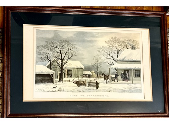 Home To Thanksgiving Large Framed  Currier & Ives